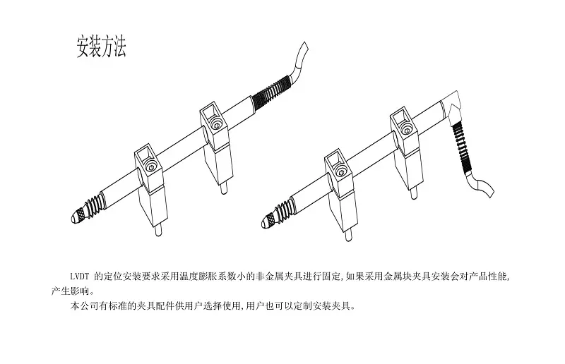五、LVDT8分體式差動變壓位移傳感器安裝方法