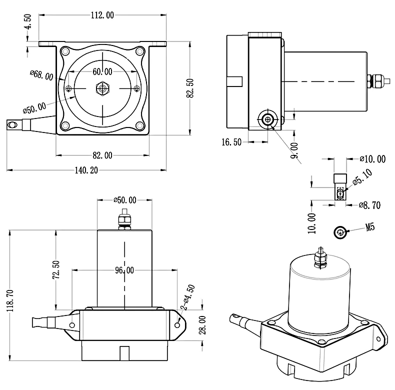 WEPFS1-M絕對值防水型拉繩位移傳感器安裝尺寸 WEPFS1-M絕對值防水型拉繩位移傳感器安裝尺寸