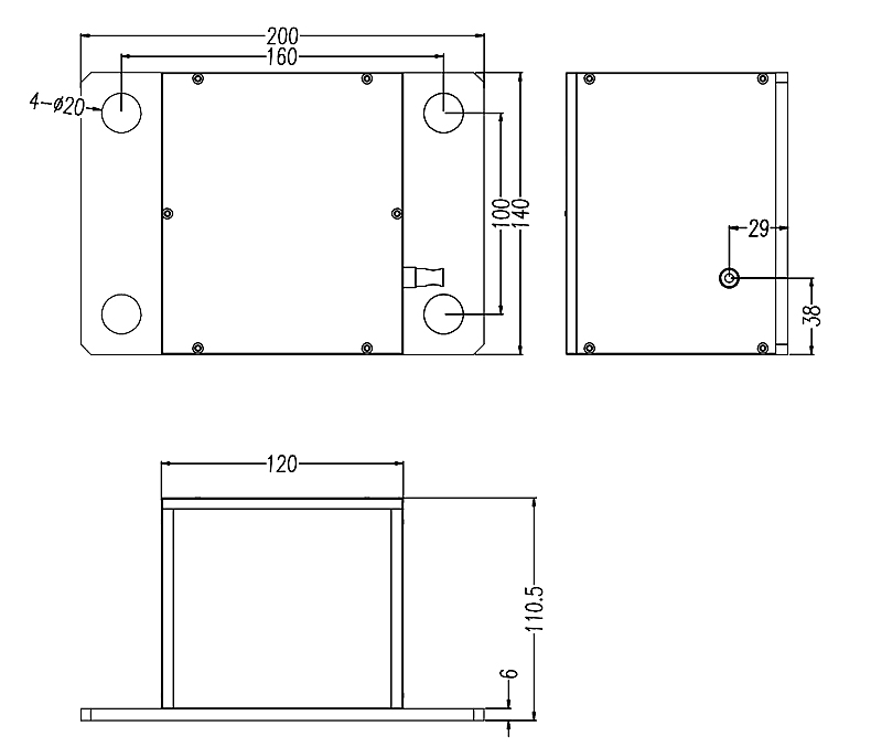 三、鋁合金防護(hù)罩拉線位移傳感器的安裝尺寸：