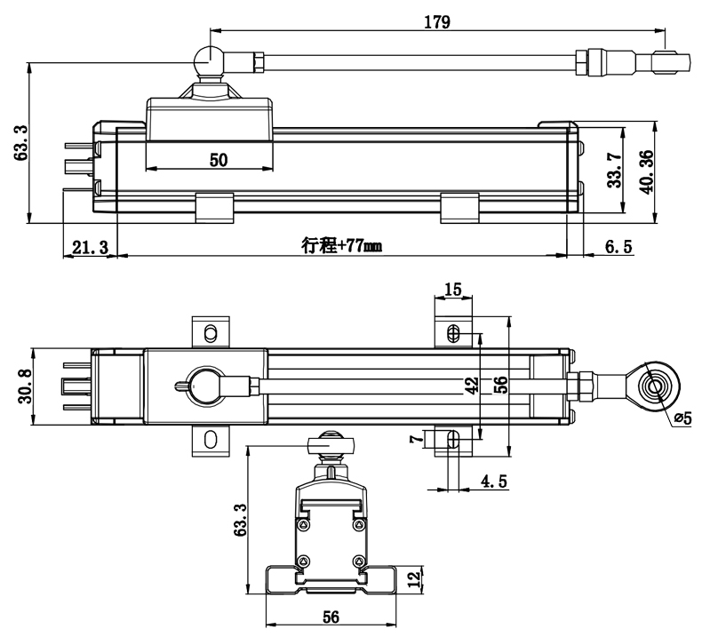PMF滑塊磁阻式位移傳感器安裝尺寸