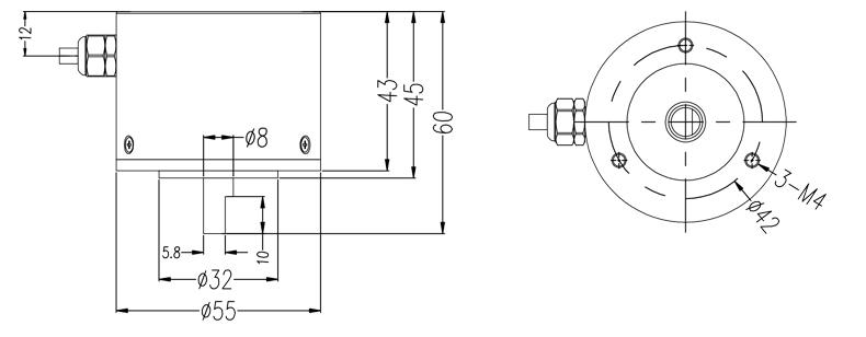 六、防水型磁感應多圈角度傳感器安裝尺寸